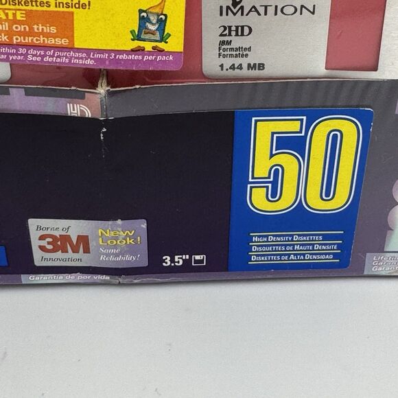 50 Pack 3M Imation IBM Formatted High Density 3.5" Floppy Diskettes Rainbow NEW - Picture 3 of 8